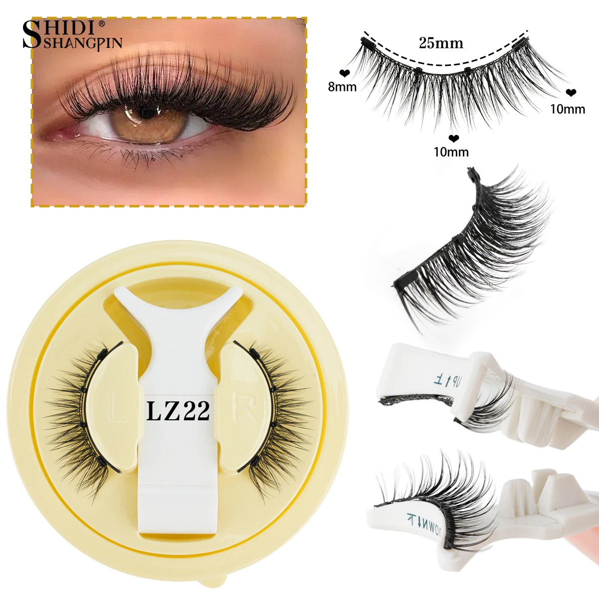1 Pair Reusable Magnetic Eyelashes Set With Magnetic Tweezers Natural Faux Mink Lashes Fluffy Fake Eyelash Extension Makeup Tool