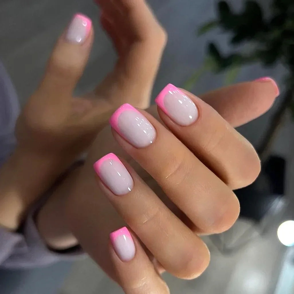 Yellow French Fashion Wearable Nail Art Summer Simple Short Almond Fake Nails Detachable Finished False Nails Press on Nails