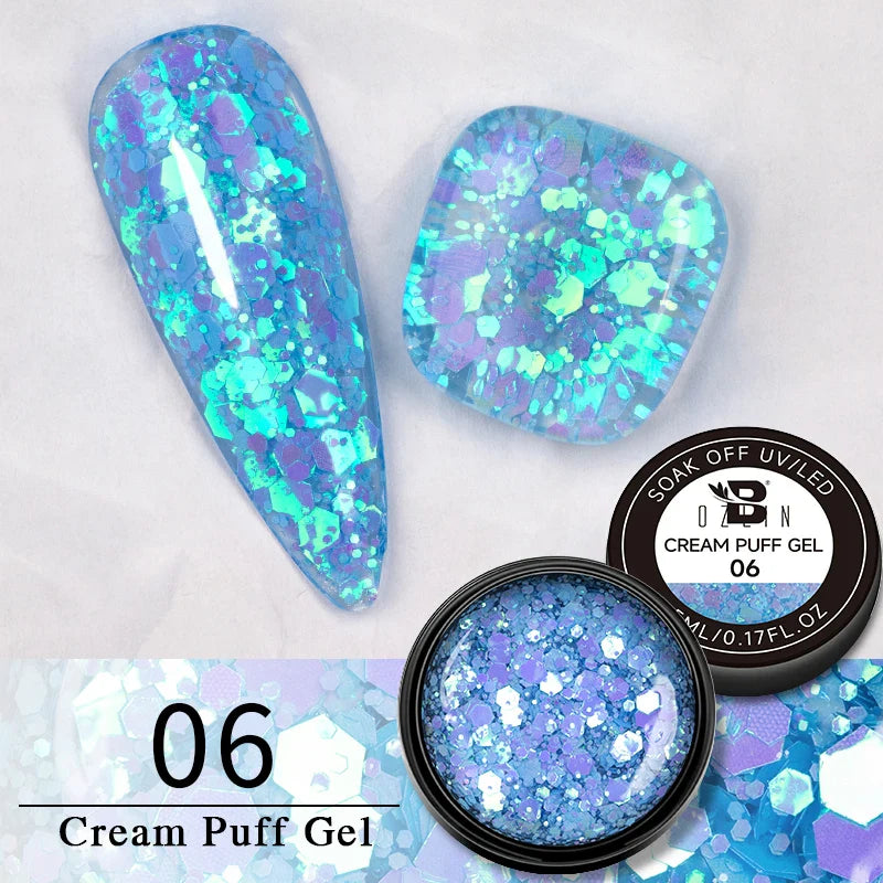 BOZLIN 5ml Sparkling Chameleon Mica Shell Gel Polish Colorful Sequins Manicure Semi Permanent Soak Off Nail Art Gel Varnish
