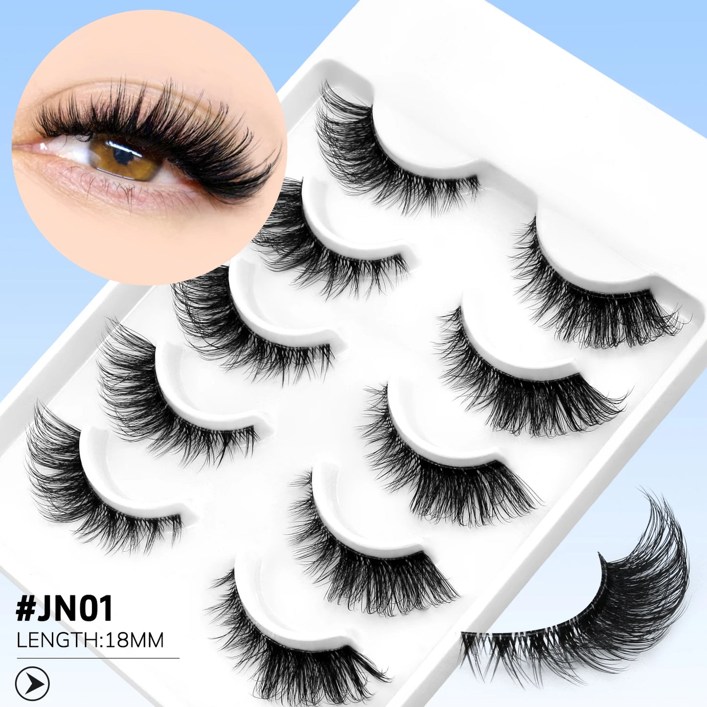 LASVIREY Cat Eye Lashes Natural Fluffy False Eyelashes Soft Wispy Natural Long Faux Mink Lashes Clear Band Lashes Extension