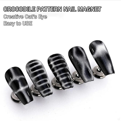 12pcs Crocodile Pattern Nail Magnet Nail Art Cat Eye Snake Skin Wave Geometric Nail UV Attraction Magnets Set Manicure DIY Tool