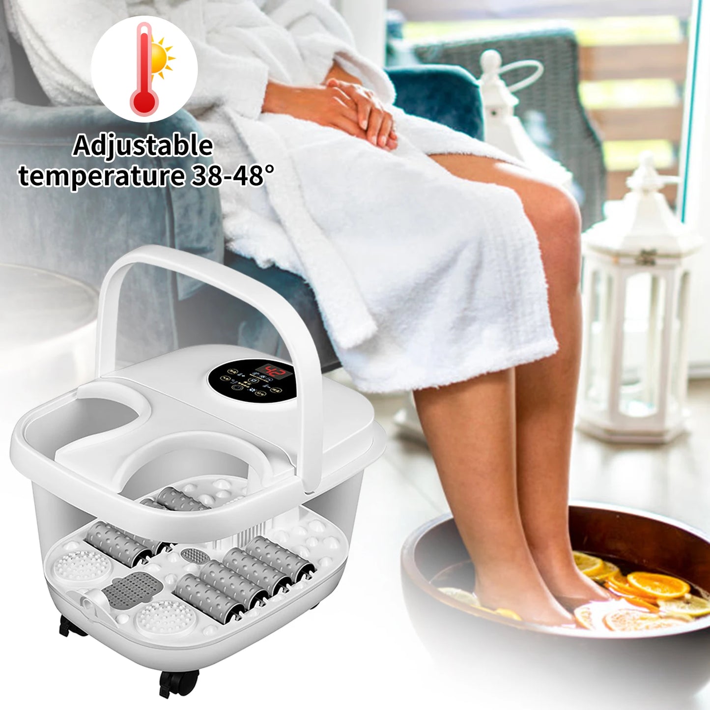 Foldable Thermostatic Foot Massage Tub Houseold Foot Bath Massager Portable Foot Massage Artifact To Promote Blood Circulatio