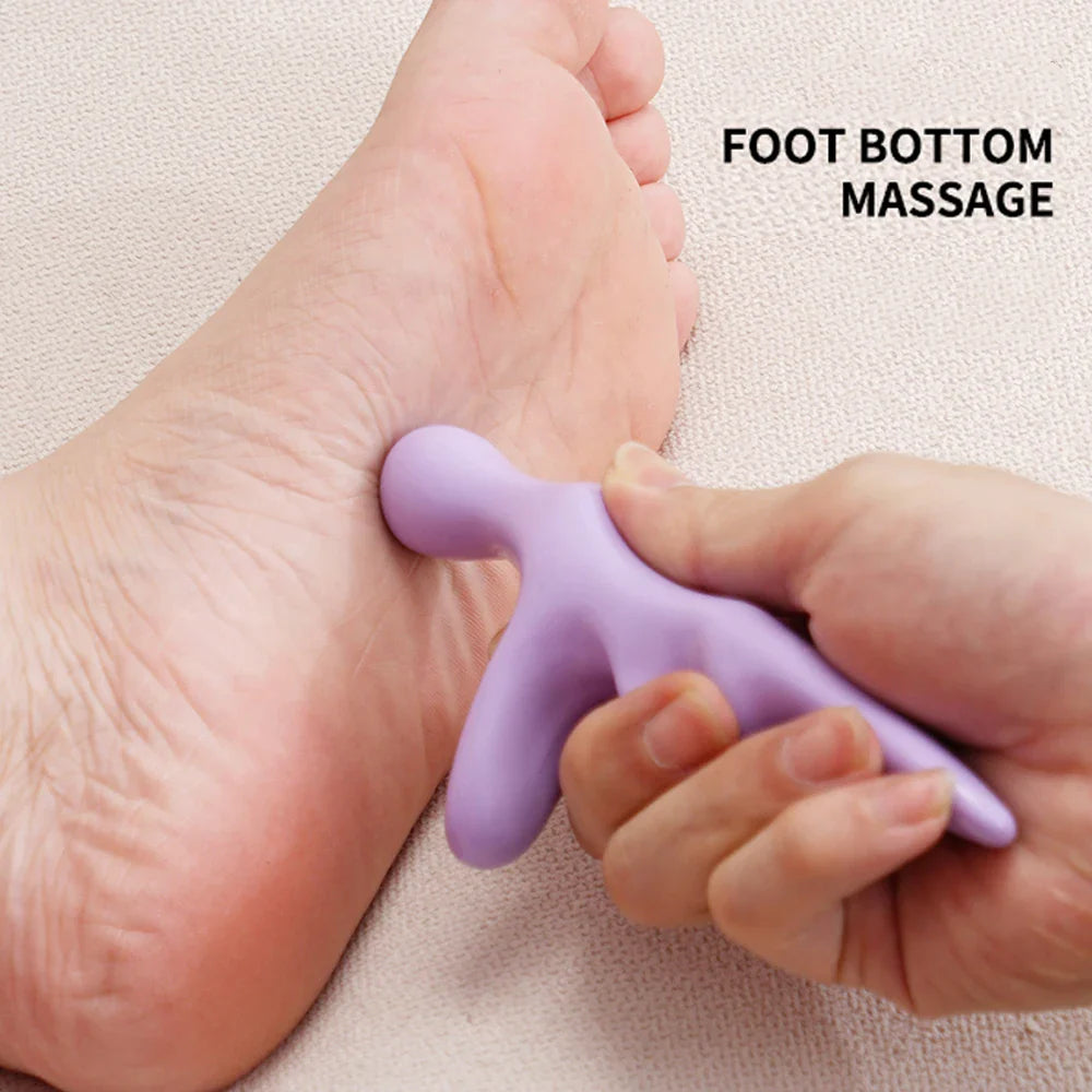 Purple T-Acupressure Massager Thumb Finger Press Trigger Point Relief Fatigue Full Body Deep Hand Held Reflexology Tool Relaxed