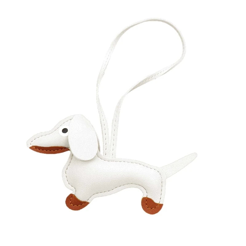 Mini Dachshund Dog Keychain  PU Leather Animals Keyring Hanging Ornament Backpack Handbag Charm Gift for Men Women