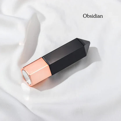 Facial Beauty Natural Healing Rose Quartz Obsidian Crystal Column Perfumes Essential Oil Roller Bottles Mother's Day Women Gift