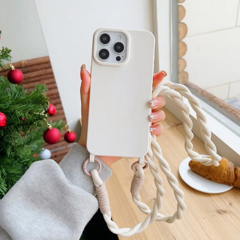 Shockproof Candy Lanyard Case For iPhone 17 Pro Max 14 12 11 13 15 16 Plus Air Crossbody Neck Cord Rope Strap Soft TPU Cover