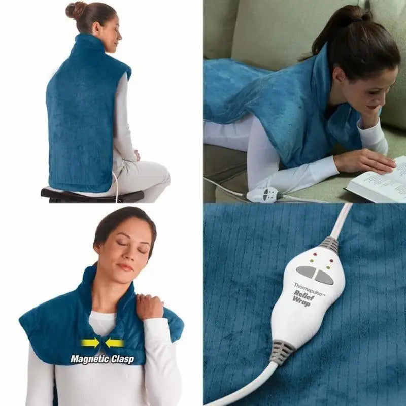 Flannel Health Relief Wrap Neck Shoulder Back Heat Pad Therapy Muscles Pain Relief Pad Massaging Heat Wrap Household Massager