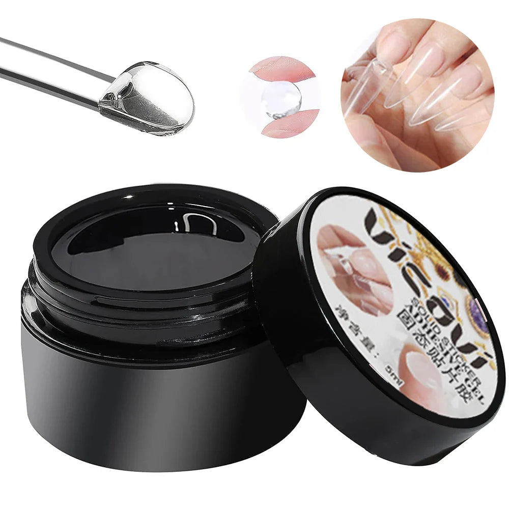 1 Jar Solid Nail Gel Glue for Fake Nail Tips Clear Acrylic Fake Tips Solid Gel Press On Poly Builder Gel UV Light Cured Glue