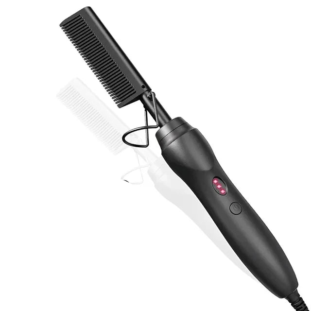 Pink Hot Comb Electric Hot Comb Heating Pressing Hair Straightening Iron for Hair Beard Wigs Wet and Dry Hair Styling Tools