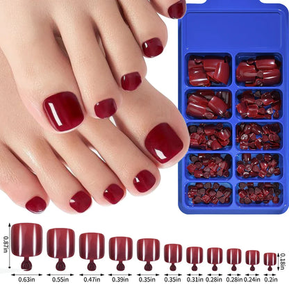 100pcs Clear False Toes Nails French Square Nature White  Full Cover Fake Toe Nails Feet Nail Tips Artificial Press on Toenails