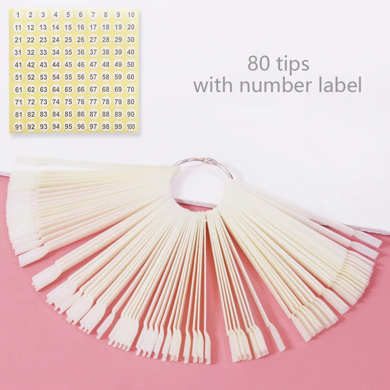 Nail Display Sticks Nail Swatch False Nail Tips Nail Gel Polish Practice Clear Natural Colors Display Board for Nail Art Tools