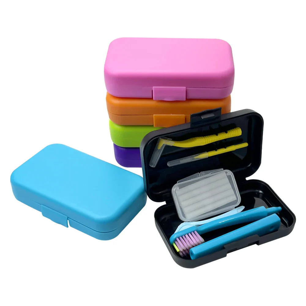 1 Box Dental Cleaning Care Kits Portable Travel Oral Teeth Cleaning Set Detachable Toothbrush Interdental Brush Storage Case