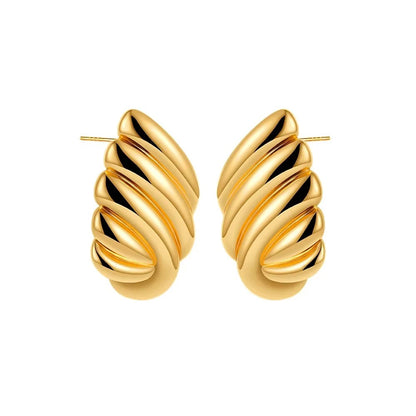 Trendy Stainless Steel Multilayer Circle Twist Knot Earrings for Women Texture Mixed Color Gold Plated Statement Earring Bijoux