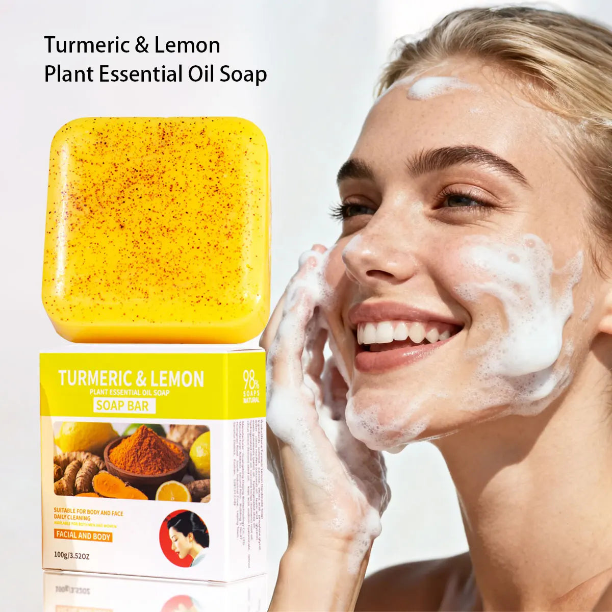 Lemon Whitening, Oil Control, Acne Removal, Ginger Yellow Soap, Natural Plant Essential Oil, Skincare, Handmade Scrubbing Soap