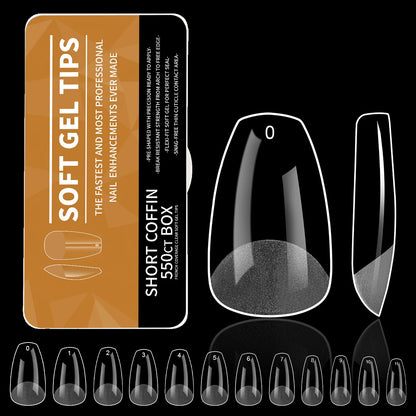 550Pcs Transparent Acrylic Fake Nails Full Half Cover Nail Tips Handmade Press On Nails 9 Styles Soft Gel Tips For Nail DIY