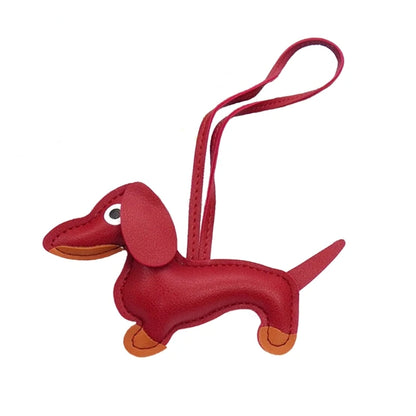 Mini Dachshund Dog Keychain  PU Leather Animals Keyring Hanging Ornament Backpack Handbag Charm Gift for Men Women