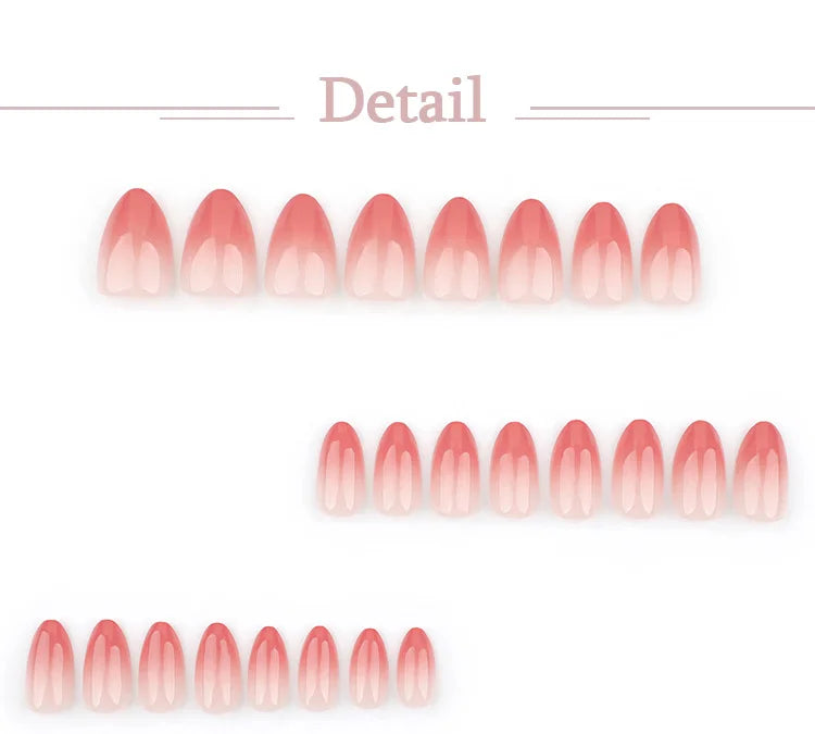 Pink Gradient French Wearable Nail Art Fashion Simple Short Fake Nails Detachable Finished False Nails Press on Nails with Glue