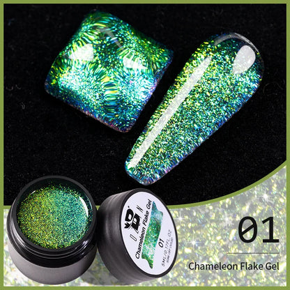 BOZLIN 5ml Sparkling Chameleon Mica Shell Gel Polish Colorful Sequins Manicure Semi Permanent Soak Off Nail Art Gel Varnish