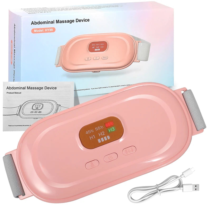 Electric Abdominal Massage Belt Uterus Warmth Hot Compress Vibration USB Charging for Women's Health Waist Warming Device