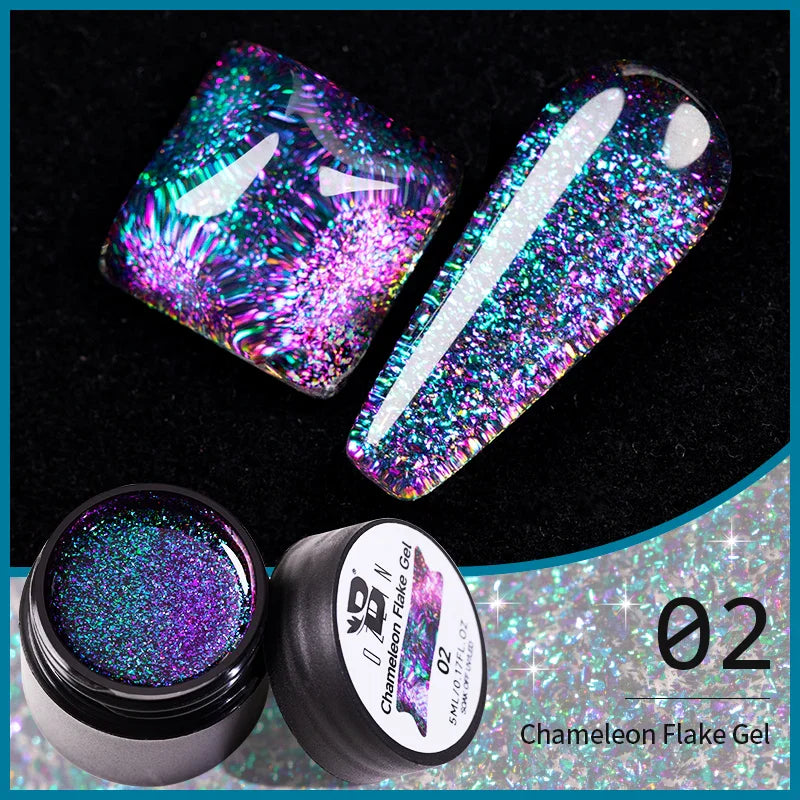 BOZLIN 5ml Sparkling Chameleon Mica Shell Gel Polish Colorful Sequins Manicure Semi Permanent Soak Off Nail Art Gel Varnish