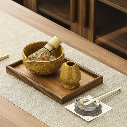 1set of Japanese matcha ceramic set, including kiln transformation matcha bowl, whisk, Hyakubon stand, matcha blender, gift
