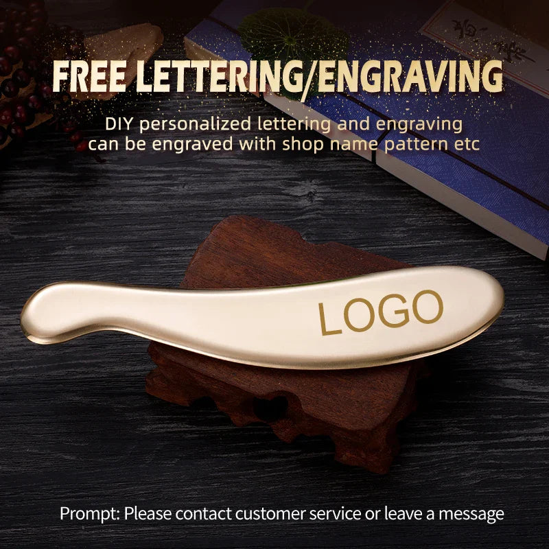 Brass Hufu bian guasha board whole body massage tool back neck meridians dedicated pure copper metal scraping massager