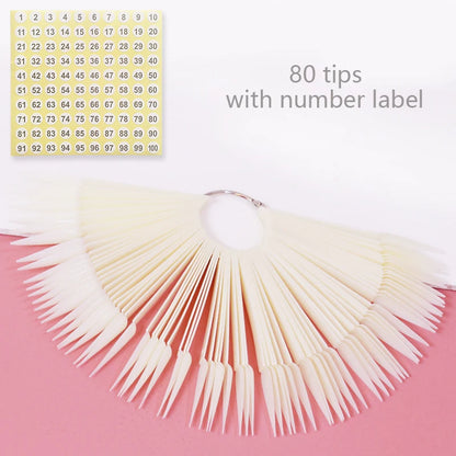 Nail Display Sticks Nail Swatch False Nail Tips Nail Gel Polish Practice Clear Natural Colors Display Board for Nail Art Tools