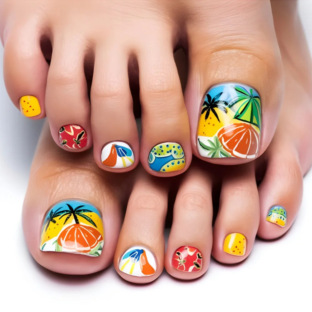 24pcs Black False Toenails Solid Color Glossy Fake Toenails Wearable Full Cover Ins Square Press on Toenail Patch for Girl Women