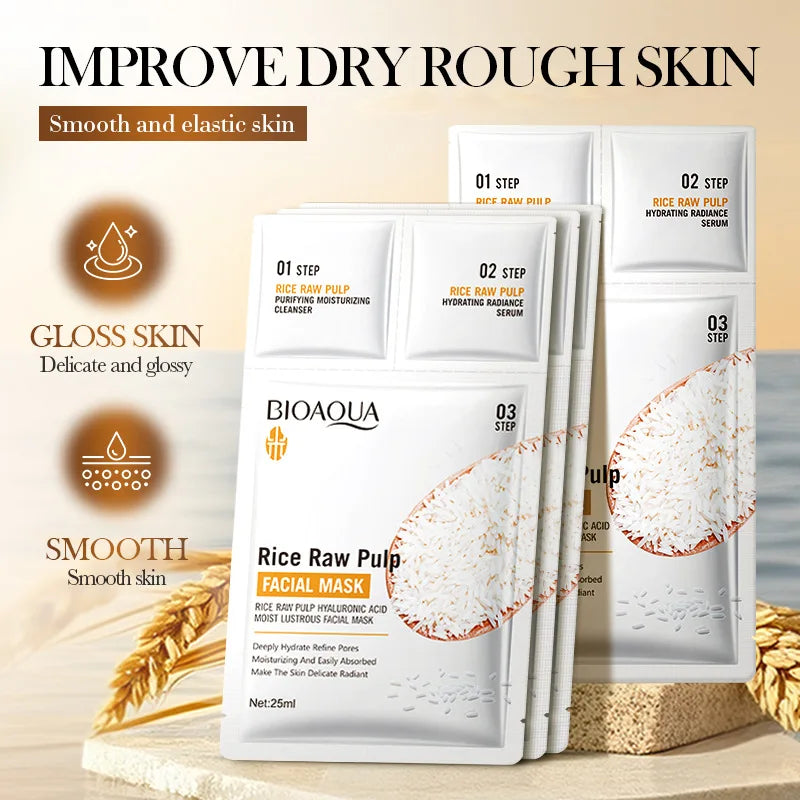 1/5/10/20/30pcs Rice Raw Pulp Collagen Facial Masks Cleanser Serum Moisturizing Firm Hydrating Face Mask Korean Beauty Skin Care