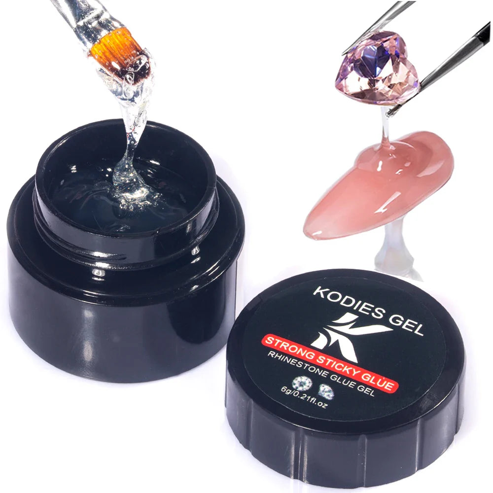 KODIES GEL Super Strong Nail Glue Rhinestones Adhesive Nail Art Sticky Gel Glue For Rhinestone Gem Jewelry Nail Art Decorations