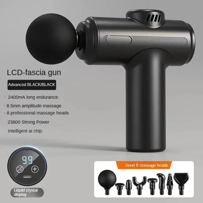 Professional Mini Massage Gun Muscle Recovery Tool with 8 Heads USB Rechargeable Vibrating Fascia Machine for Body Relaxation