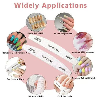 Wooden Nail Files Professional10pcs/Lot  100 180 240 Emery Board Manicure Buffer Grey Boat Double-sided Wooden Pedicure Buffers