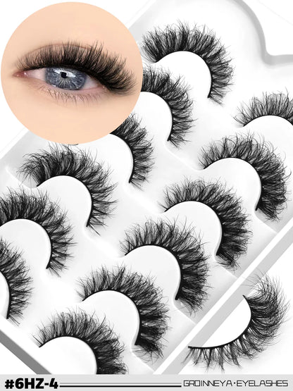 3D Mink Lashes Cat Eyelashes Fluffy Wispy Volume Lashes Natural Feathery Effect Lightweight Flexible Band Fake Lashes
