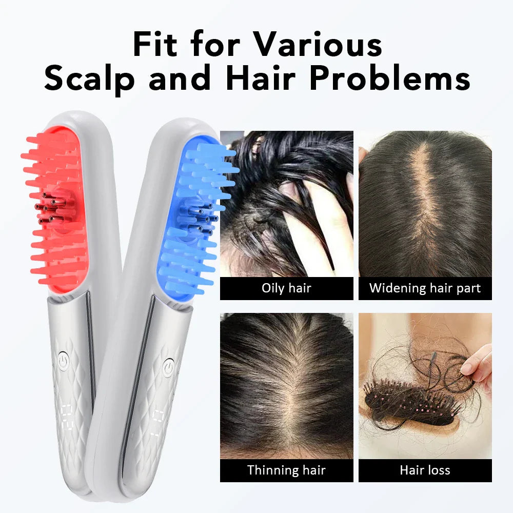 Electric Scalp Massage Brush Red Light Therapy Hair Growth Massage Comb Anti Hair Loss Liquid Oil Applicator Massager Tools