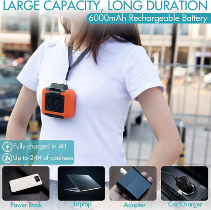 Mini Air Conditioner Waist Clip Fan with 8-24H Neck Fan 3 Speeds USB Rechargeable  Personal cold fan Summer Outdoor Work Jobsite
