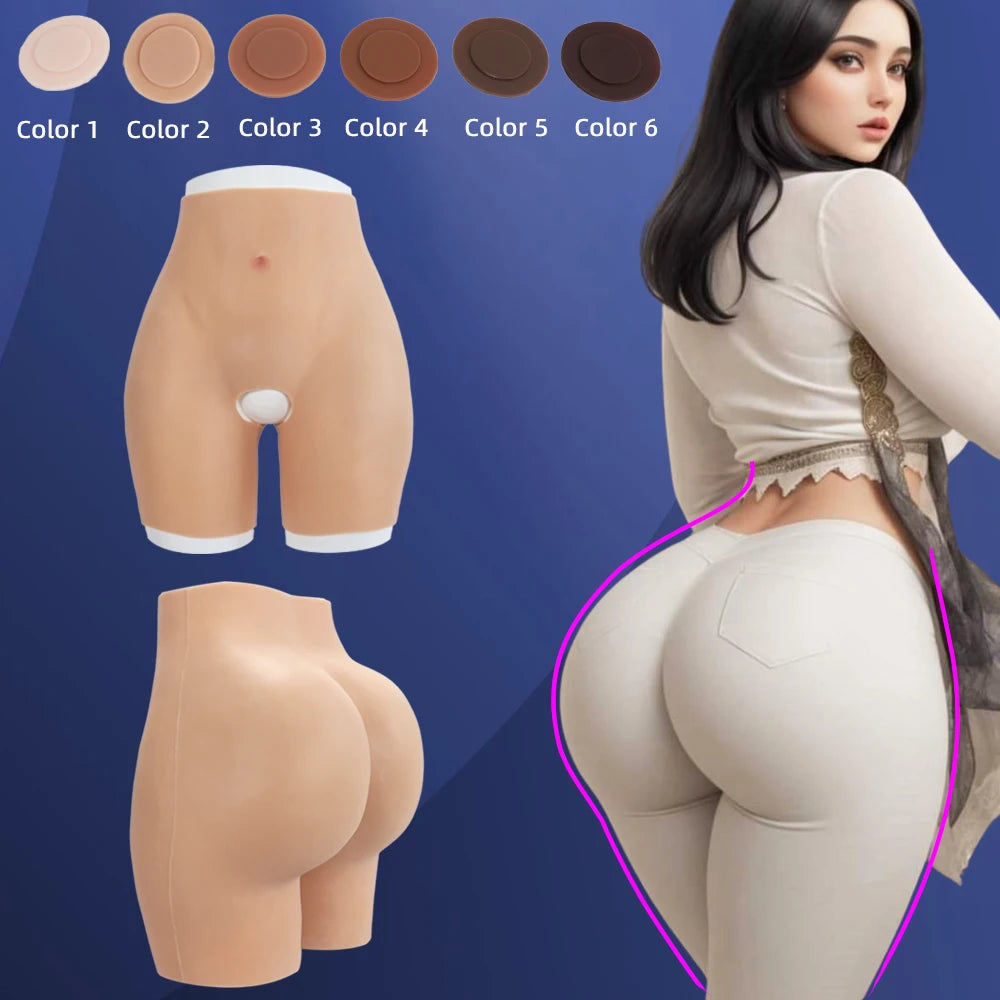 YUERUGOU Silicone Butt Hip Enhancement Women Open Crotch Pants Artificial Hip Shaper Padded Cosplay African Woman Plus Size Wear