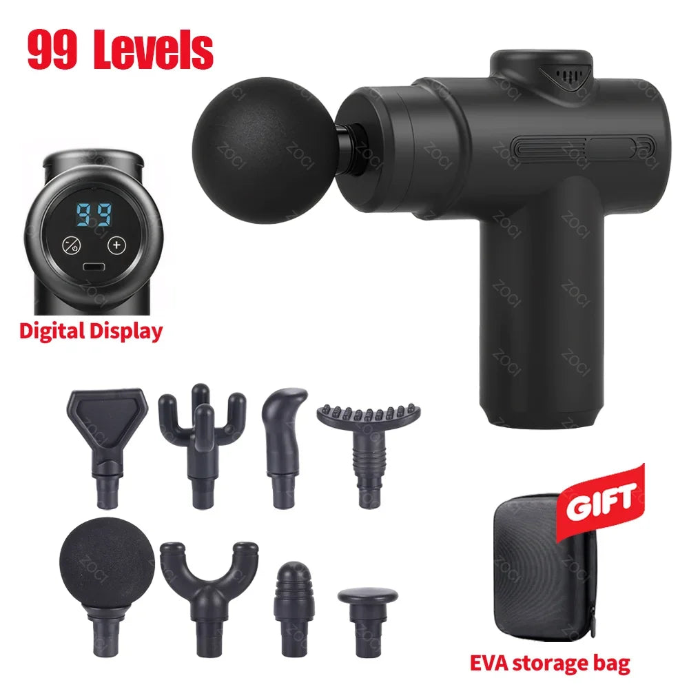 Mini 99 Levels Fascia Gun Handheld Portable Massage Gun Vibration Digital Display Muscle Massager Deep Tissue Massager for Body