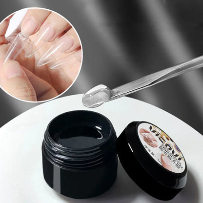 1 Jar Solid Nail Gel Glue for Fake Nail Tips Clear Acrylic Fake Tips Solid Gel Press On Poly Builder Gel UV Light Cured Glue