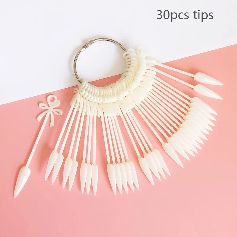 Nail Display Sticks Nail Swatch False Nail Tips Nail Gel Polish Practice Clear Natural Colors Display Board for Nail Art Tools