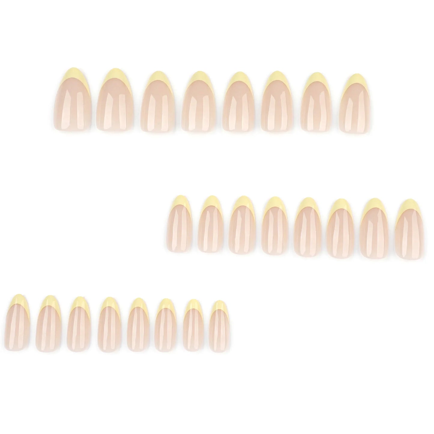 Yellow French Fashion Wearable Nail Art Summer Simple Short Almond Fake Nails Detachable Finished False Nails Press on Nails