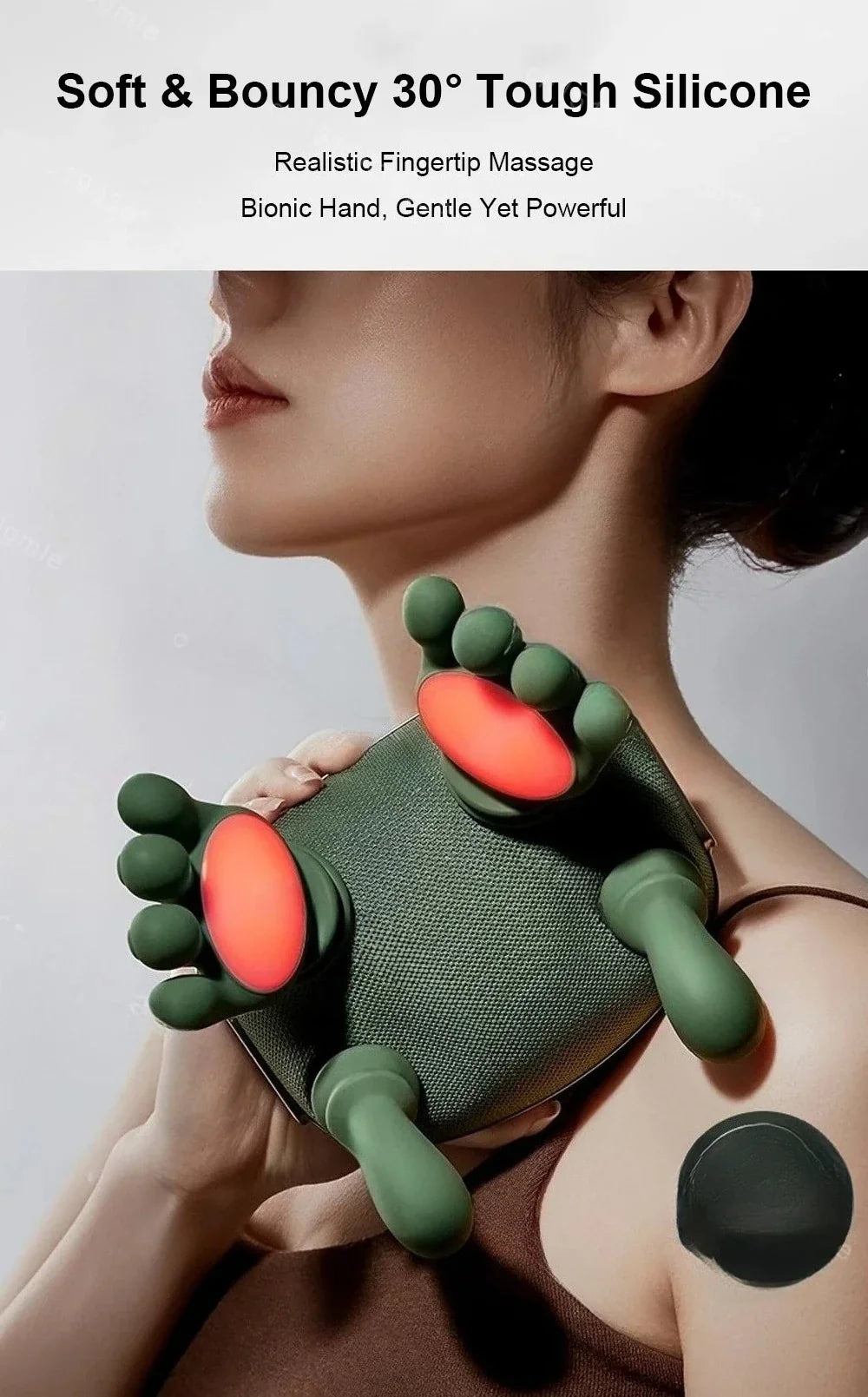 Neck Shoulder Massager Deep Tissue Shiatsu Back Cervical Massage Machine Bionic Heated Fatigue Relief Relax Muscle ﻿3-Level ﻿