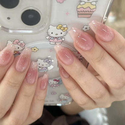 24pcs Red Rose Fake Nails Long Flower Ballet Press on Nails Design French False Nail Full Cover Wearable Fake Nail Tips Art