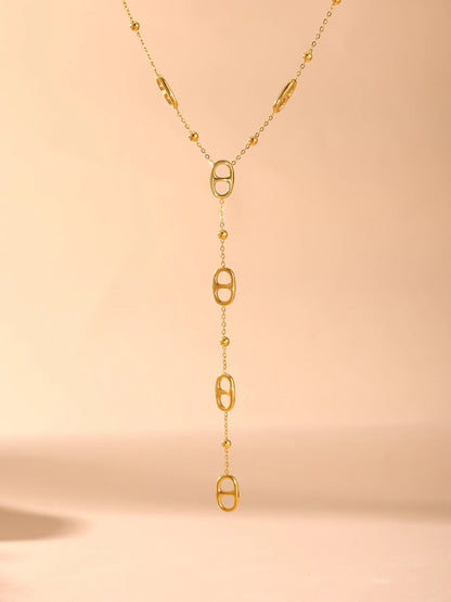 Nivora Fashion Long Chain Stainless Steel Necklacs For Women PVD Real Gold Plated Metal Female Collar Party Banquet Jewelry