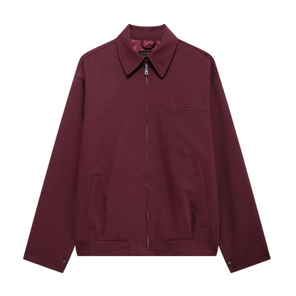 2025 Women Solid Wine Red Jacket Coat Long Sleeve Zipper Cropped Tops Female Casual Chic Tops Woman Fashion High Street