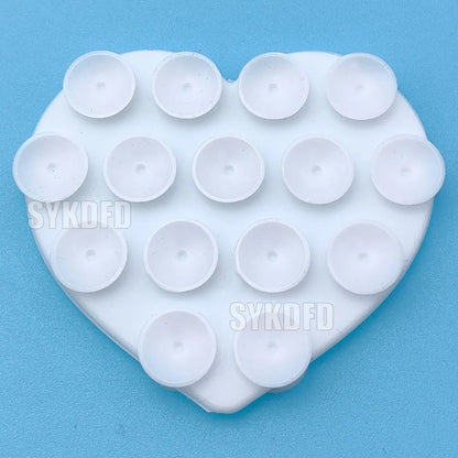 1Pcs Heart-shape Sucker Support Silicone Sucker Strong Adsorption Mobile Phone Fixed Pad Hand-Free Washable Suction Cup Bracket