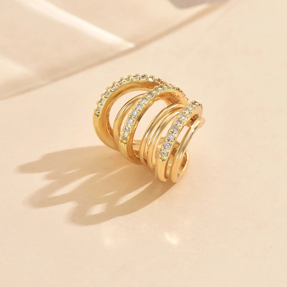 3 Pcs Zircon Korean Wave Multilayer Geometry Ear Cuff Clip on Earrings For Women Without Piercing Non-pierced Jewelry Hot