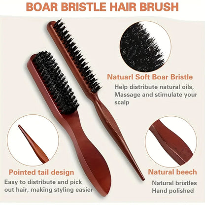1/2/4/5pcs Wild Boar Bristle Hair Brush and Comb Set, Edge Control Styling Tools，Nylon Bristles, ABS Handle