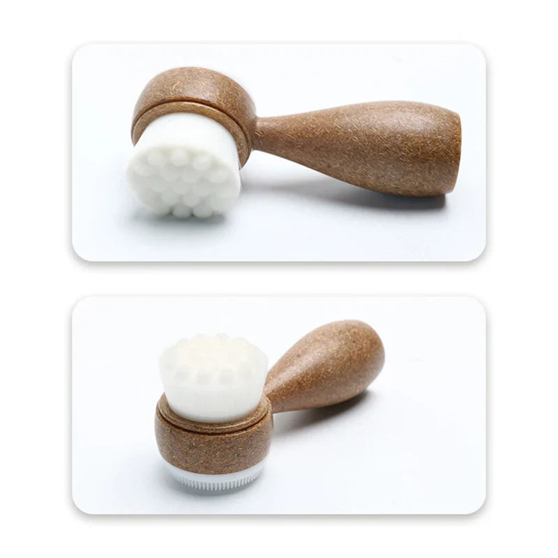 1Pc Coconut Shred Handle Facial Brush Double Sided Facial Cleanser Blackhead Removing Pore Cleaner Exfoliating Facial Brush