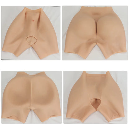 YUERUGOU Silicone Butt Hip Enhancement Women Open Crotch Pants Artificial Hip Shaper Padded Cosplay African Woman Plus Size Wear