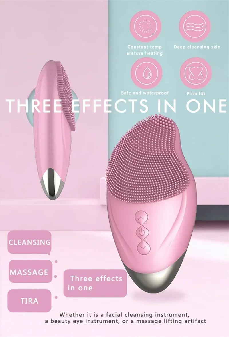 Rechargeable Silicone Facial Cleansing Brush Eye Massage Tool Face Cleaner Deep Cleaning Pore Skin Health Care Device Waterproof